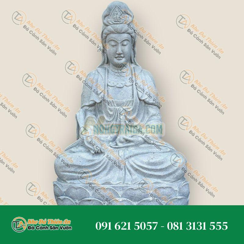 Đặt Hàng Trước Tượng Đá Quan Âm Bồ Tát Ngồi Sen 220cm | Khodathienan.com