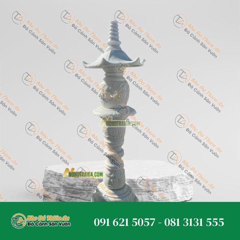 Đèn Đá Cẩm Thạch Trắng Thân Cao Thờ 139cm – Kiểu Dáng Tinh Tế, Trang Nghiêm – Khodathienan.com