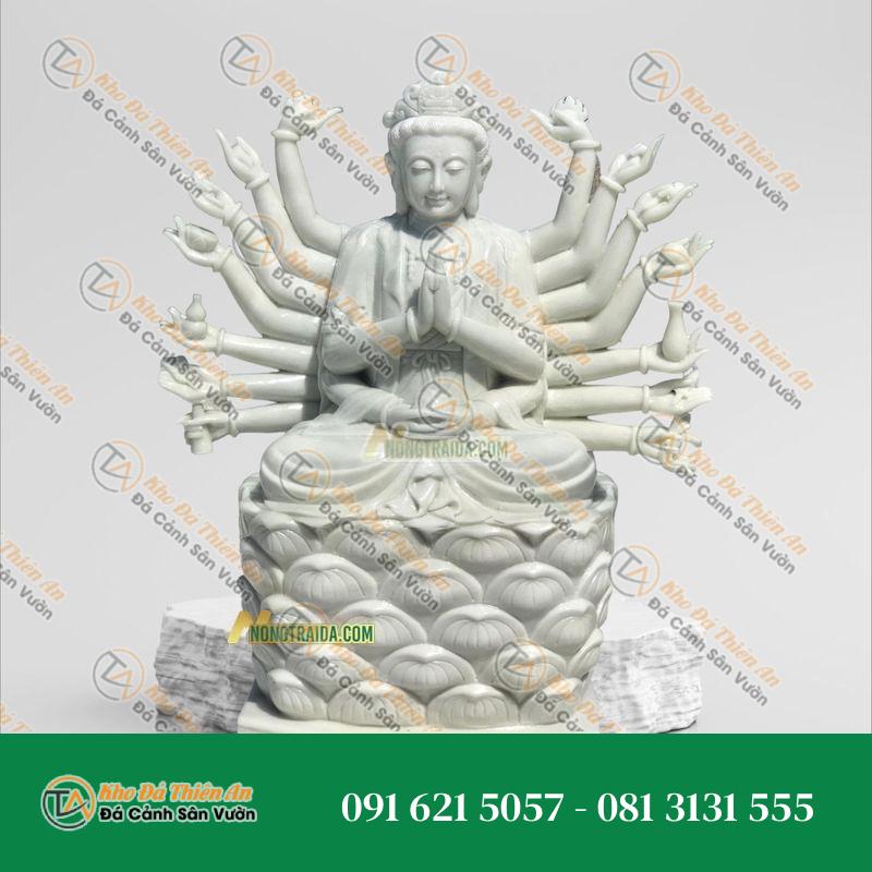 Tượng Phật Mẫu Chuẩn Đề Đá Trắng Non Nước 113cm – Khodathienan.com