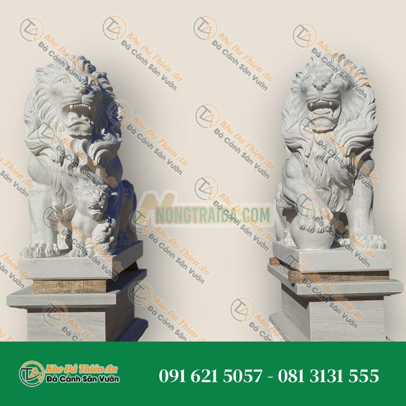 Cặp Tượng Sư Tử Lớn – Biểu Tượng Uy Nghi & Bảo Vệ Phong Thủy