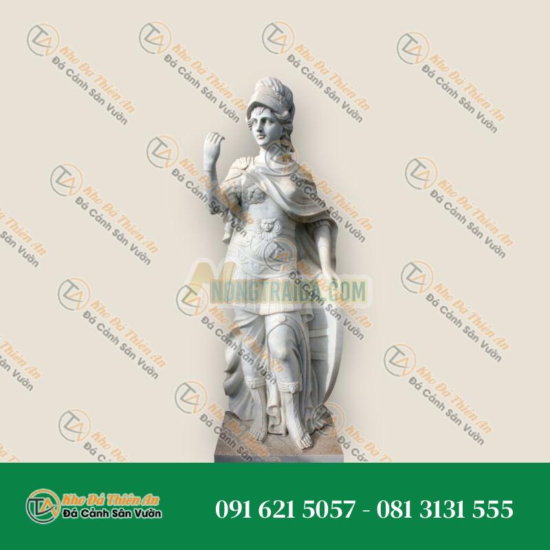 Tượng Nữ Chiến Binh La Mã Phong Cách Hy Lạp – La Mã Bằng Đá Cẩm Thạch Trắng Carrara
