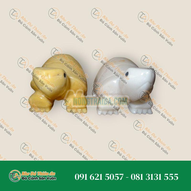 Rùa Bạc, Rùa Vàng – Tượng Rùa Đá Cẩm Thạch – Cao 5cm, Rộng 10cm