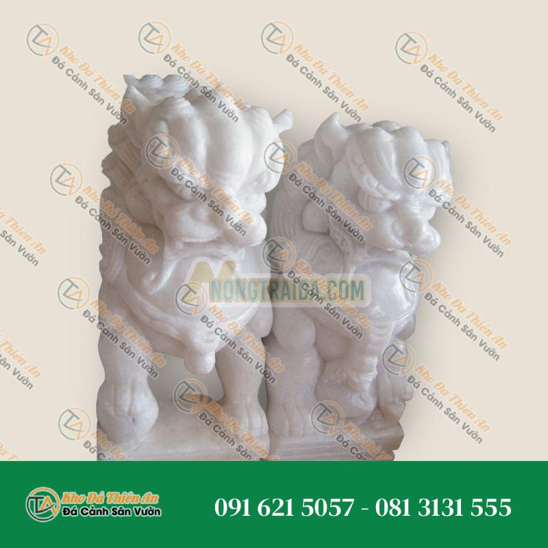 Tượng Sư Tử Ngồi Đá Cẩm Thạch 30cm – Biểu Tượng Bảo Vệ & Uy Nghi