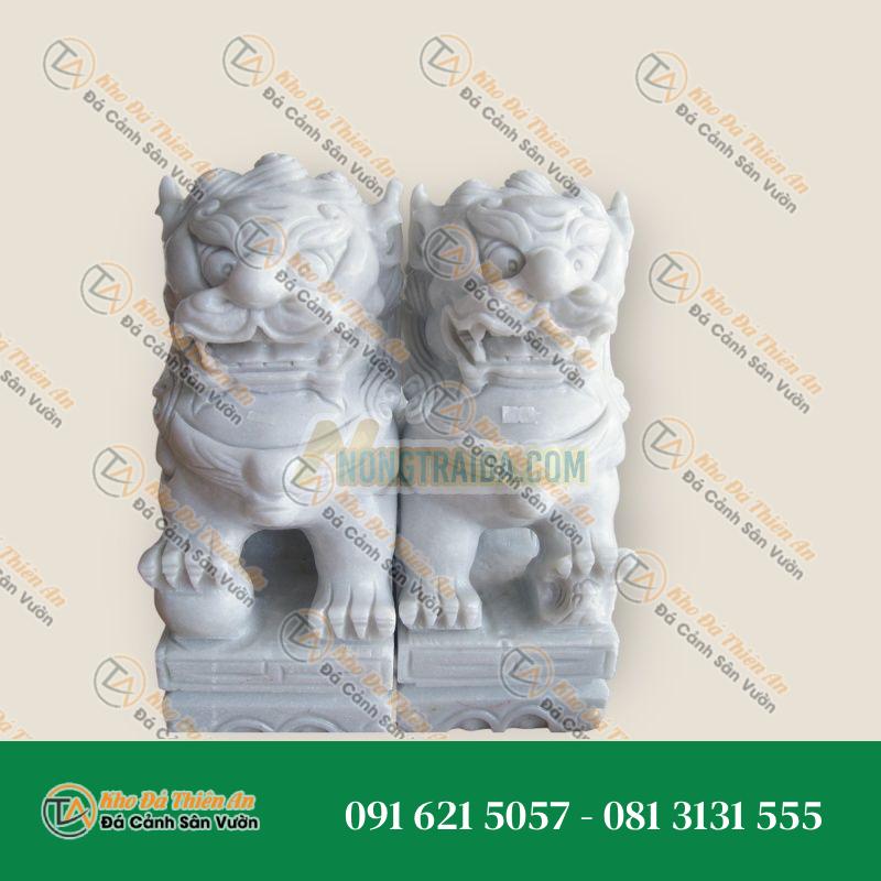 Tượng Sư Tử Ngồi Đá Cẩm Thạch Cao 40cm – Uy Nghi & Phong Thủy