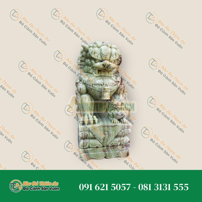 Tượng Sư Tử Ngồi Đá Granite Xanh Cao 120cm – Uy Nghi & Phong Thủy