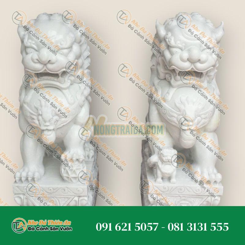 Tượng Sư Tử Ngồi Đá Granite Nhẹ 70cm – Biểu Tượng Bảo Vệ & Uy Nghiêm