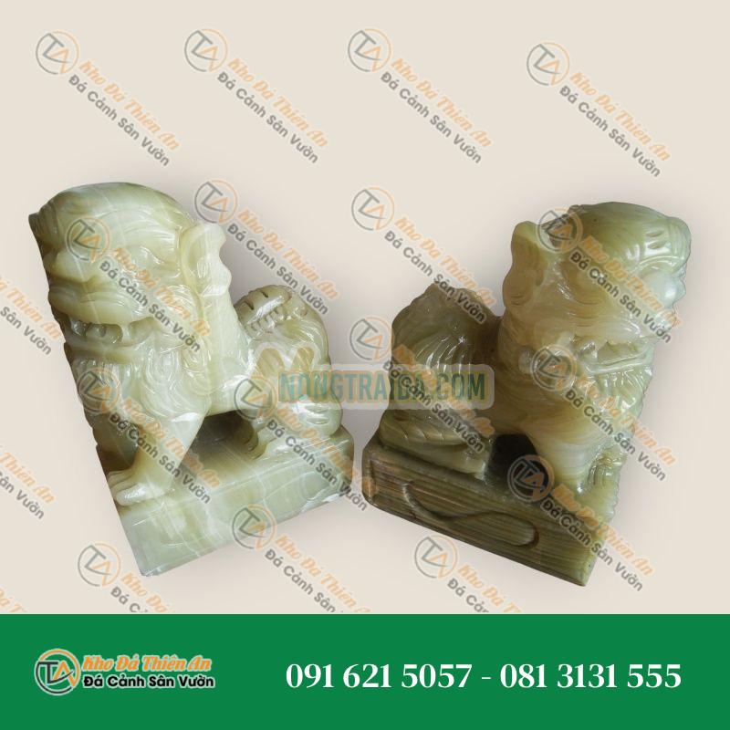Tượng Sư Tử Ngồi Đá Hổ Phách Pakistan 9 Inch – Biểu Tượng Quyền Uy & Bảo Vệ
