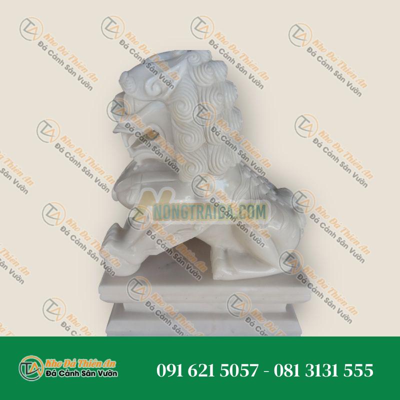 Cặp Tượng Sư Tử Ngồi Bằng Đá – Cao 9 Inch, Rộng 8 Inch – Bảo Vệ & Phong Thủy