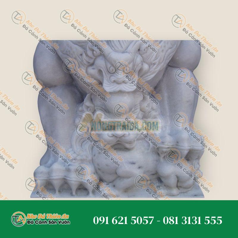 Cặp Tượng Sư Tử Ngồi Bằng Đá Cao 90cm – Uy Nghi & Phong Thủy