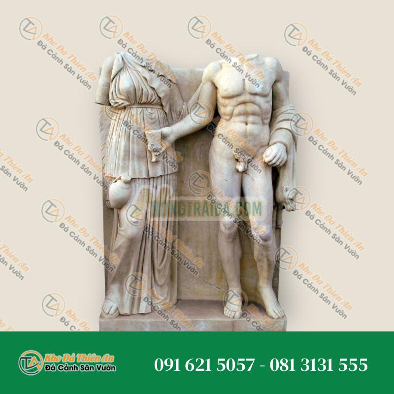 Phù Điêu Cặp Vợ Chồng La Mã Cổ Điển – Đá Cẩm Thạch Trắng Carrara