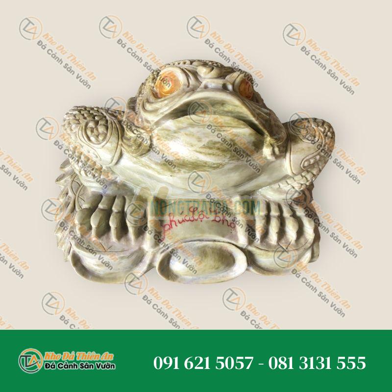 Thiềm Thừ Đá Ngọc Xanh Serpentine 35cm – Chiêu Tài & Phong Thủy