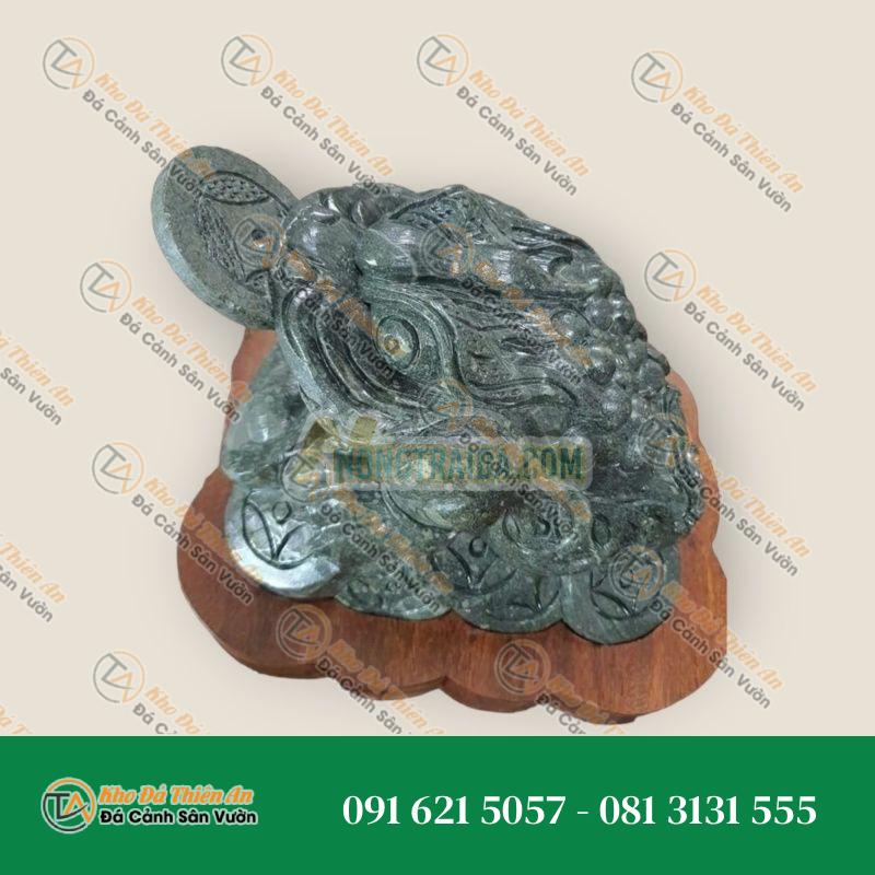 Thiềm Thừ Phong Thủy Đá Xanh Cốm 22cm – Chiêu Tài & May Mắn