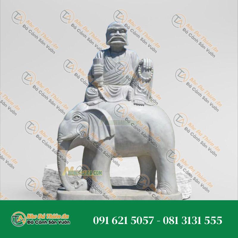 Tượng 18 Vị La Hán – Kỵ Tượng – Đá Cẩm Thạch Trắng – Kiểu Dáng Uy Nghi, Sang Trọng | Khodathienan.com