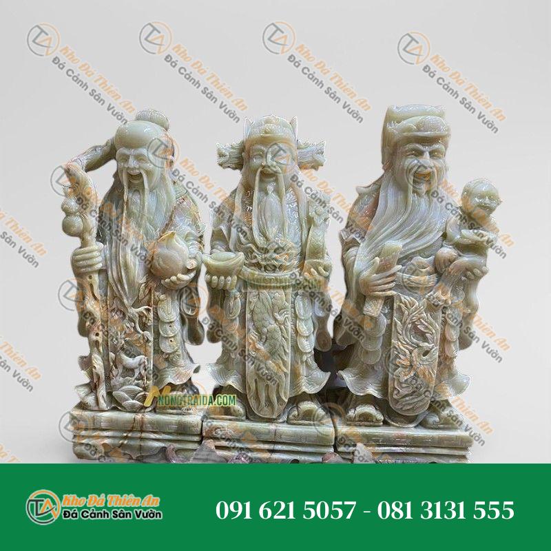 Tượng 3 Ông Tam Đa Đá Xanh Onyx 45cm – Phong Thủy – Khodathienan.com