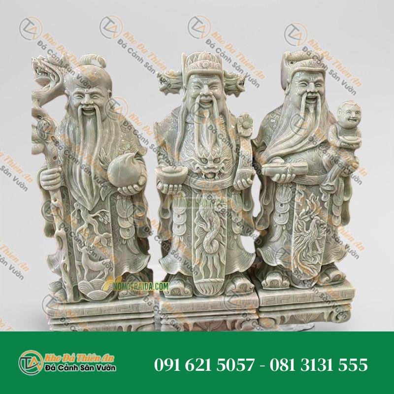Tượng 5 Ông Phúc Lộc Thọ – Đá Trắng Xanh 160cm – Phong Cách Cổ Điển, Uy Nghi | Khodathienan.com
