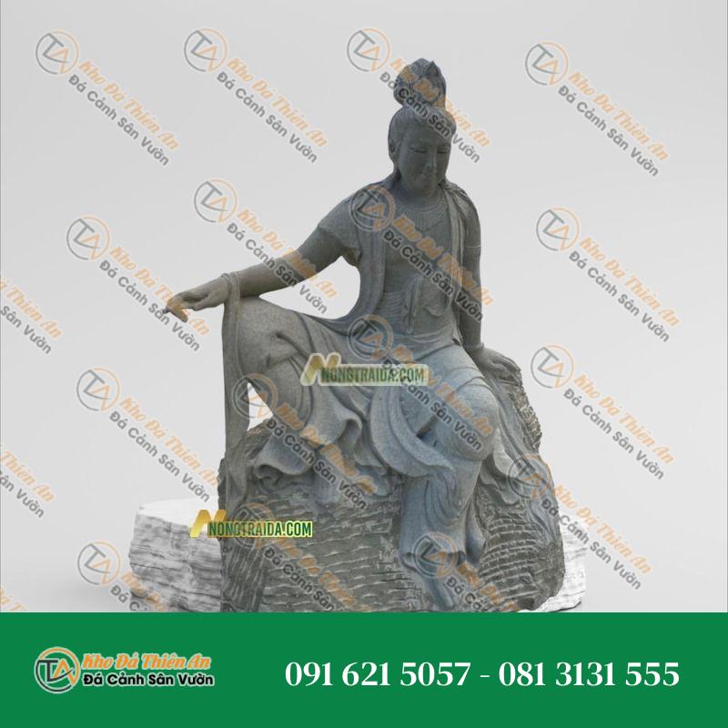 Tượng An Nhiên Tự Tại Đá Sa Thạch 205cm – Nghệ Thuật Điêu Khắc – Khodathienan.com