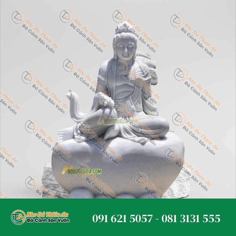 Tượng An Nhiên Tự Tại Đá Trắng Cẩm Thạch 203cm – Trang Trí Sân Vườn – Khodathienan.com