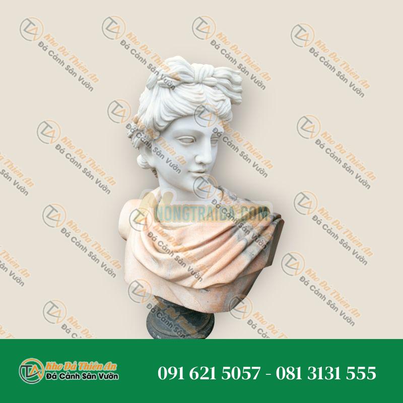 Tượng Bán Thân Apollo Belvedere Đá Carrara & Rosetta 59x44cm – Kiểu Dáng Cổ Điển – Khodathienan.com