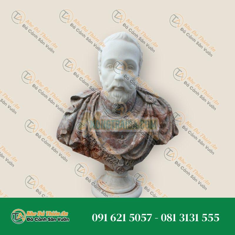 Tượng Bán Thân Đá Carrara & Burgundy 73x66x25cm – Nét Đẹp Tinh Khôi – Khodathienan.com