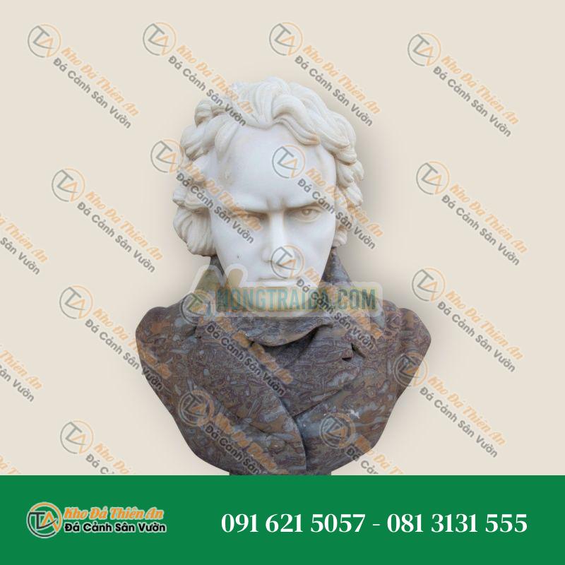 Tượng Bán Thân Beethoven Bằng Đá Marble Chạm Khắc Thủ Công – Kích Thước 56cm