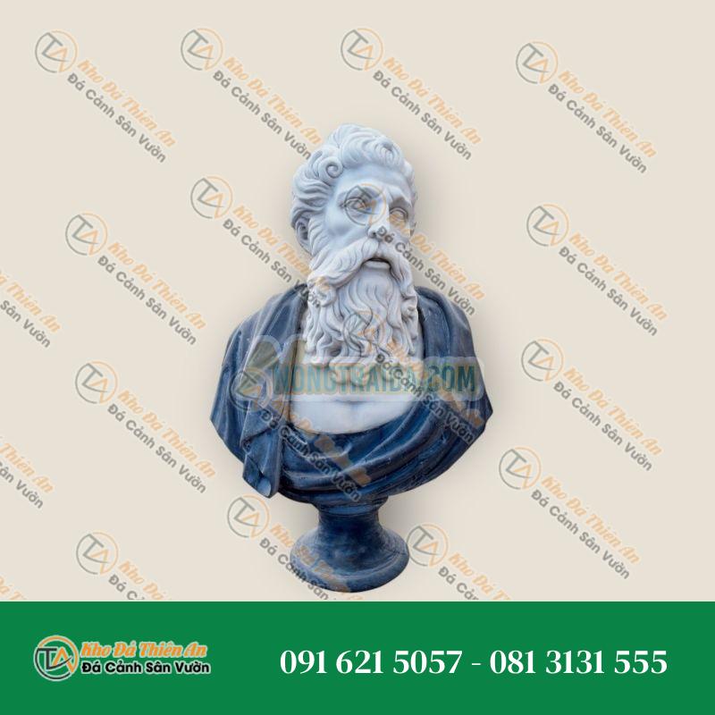 Tượng Bán Thân Cổ Điển Đá Carrara & Đen Bỉ, 87cm, Kiểu Dáng Sang Trọng | Khodathienan.com