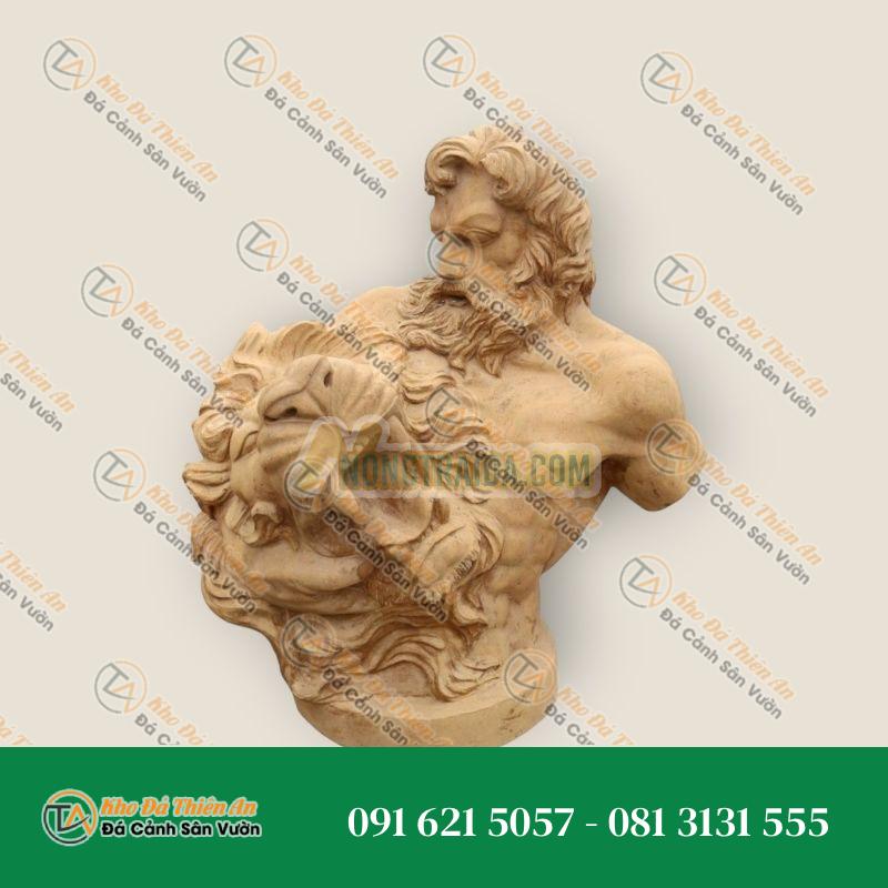 Tượng Bán Thân Samson Chiến Đấu Sư Tử – Đá Vôi & Hoa Cương Chạm Khắc Tay | Khodathienan.com
