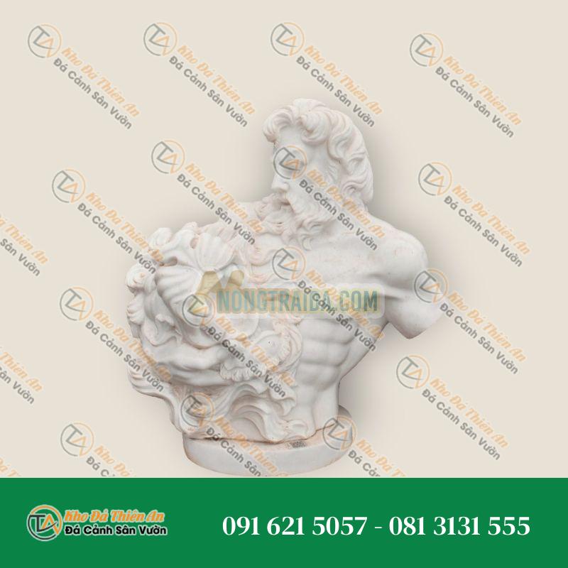 Tượng Bán Thân Heracles Chiến Đấu Sư Tử Nemean Đá Carrara 93x80x60cm | Khodathienan.com
