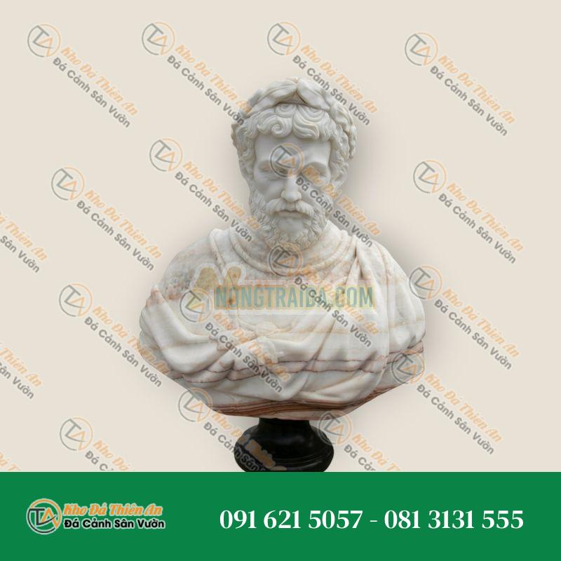 Tượng Bán Thân Hoàng Đế La Mã – Đá Mã Não & Cẩm Thạch – 85x70x35cm | Khodathienan.com