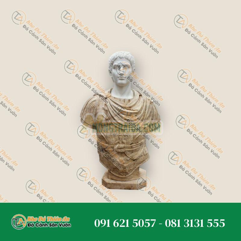 Tượng Bán Thân La Mã – Đá Cẩm Thạch Trắng Carrara & Travertine – Phong Cách Cổ Điển, Uy Nghi | Khodathienan.com