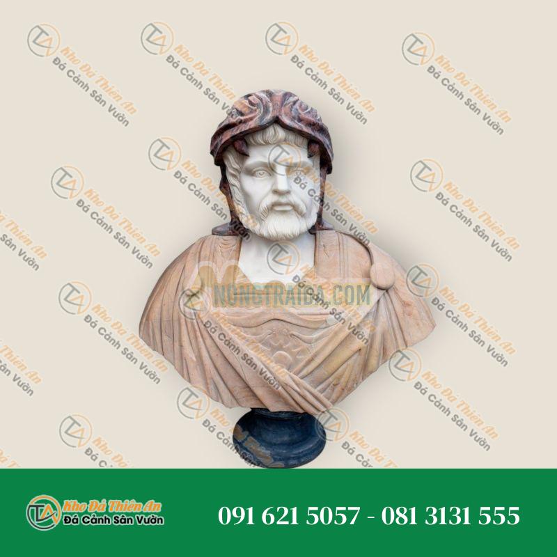 Tượng Bán Thân Nam Giới Hy Lạp-La Mã – Đá Hoa Cương – 70x64x28cm – Khodathienan.com