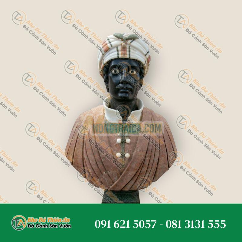 Tượng Bán Thân Blackamoor Đá Carrara, Verona Đỏ, Bỉ 76x55x28cm – Khodathienan.com