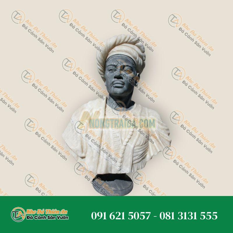 Tượng Bán Thân Blackamoor Đá Onyx Mật Ong & Đá Cẩm Thạch Đen – Khodathienan.com