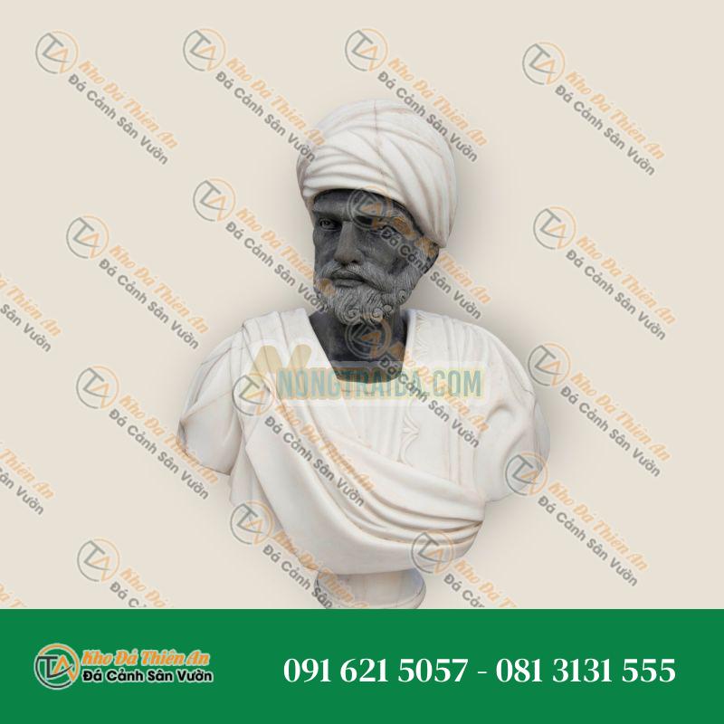 Tượng Bán Thân Othello – Đá Macael Trắng & Đen Bỉ – 71x56x29cm – Khodathienan.com