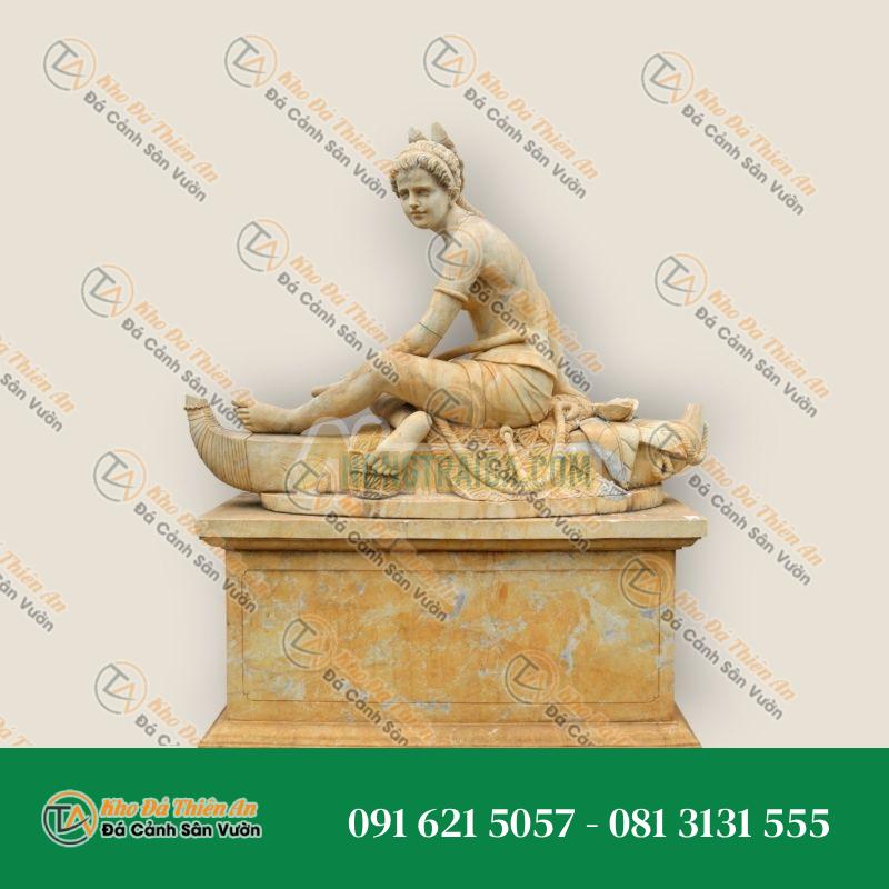 Tượng Bán Thân Phụ Nữ Bản Địa – Phong Cách Tân Lãng Mạn Art Nouveau – Đá Cẩm Thạch Trắng Macael | Khodathienan.com