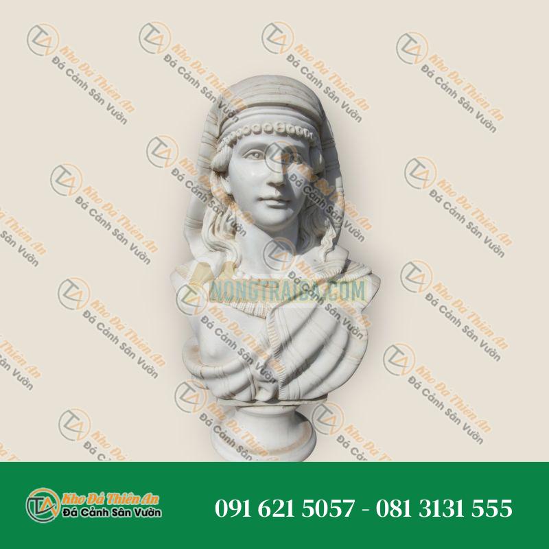 Tượng Bán Thân Phụ Nữ Cẩm Thạch Trắng Carrara – Phong Cách Lãng Mạn