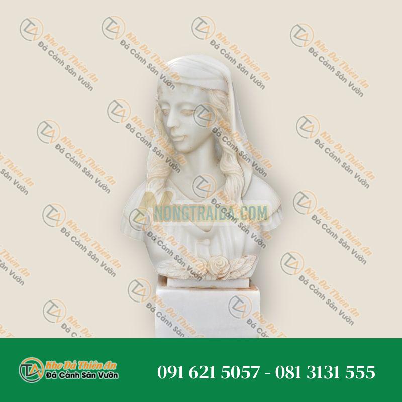 Tượng Bán Thân Phụ Nữ Cổ Điển – Đá Cẩm Thạch Trắng Carrara – 60x40cm – Khodathienan.com