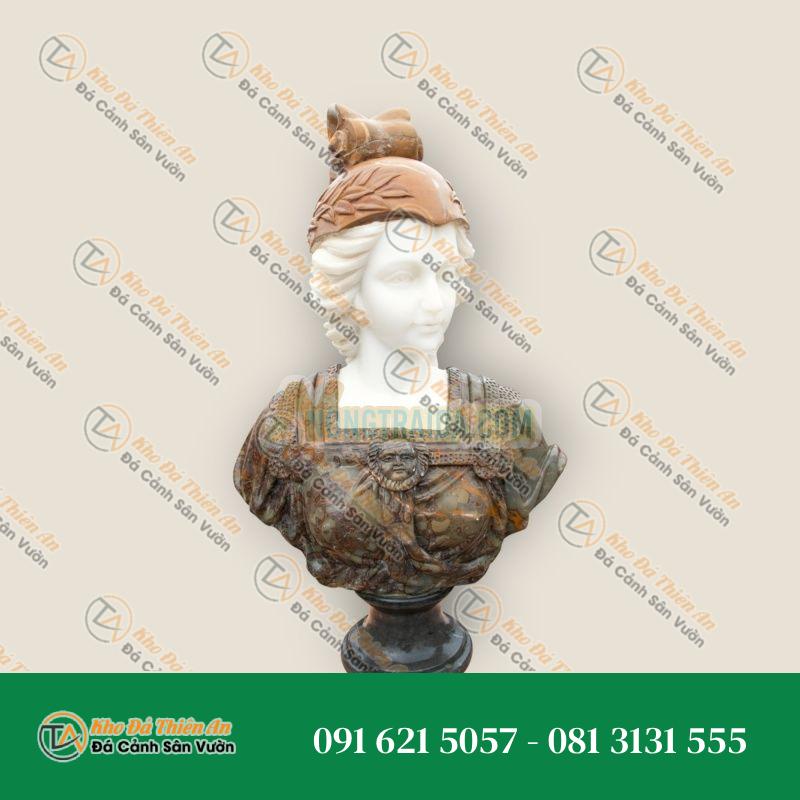 Tượng Bán Thân Phụ Nữ Chiến Binh Hy Lạp-La Mã Đá Carrara 70x40cm | Khodathienan.com
