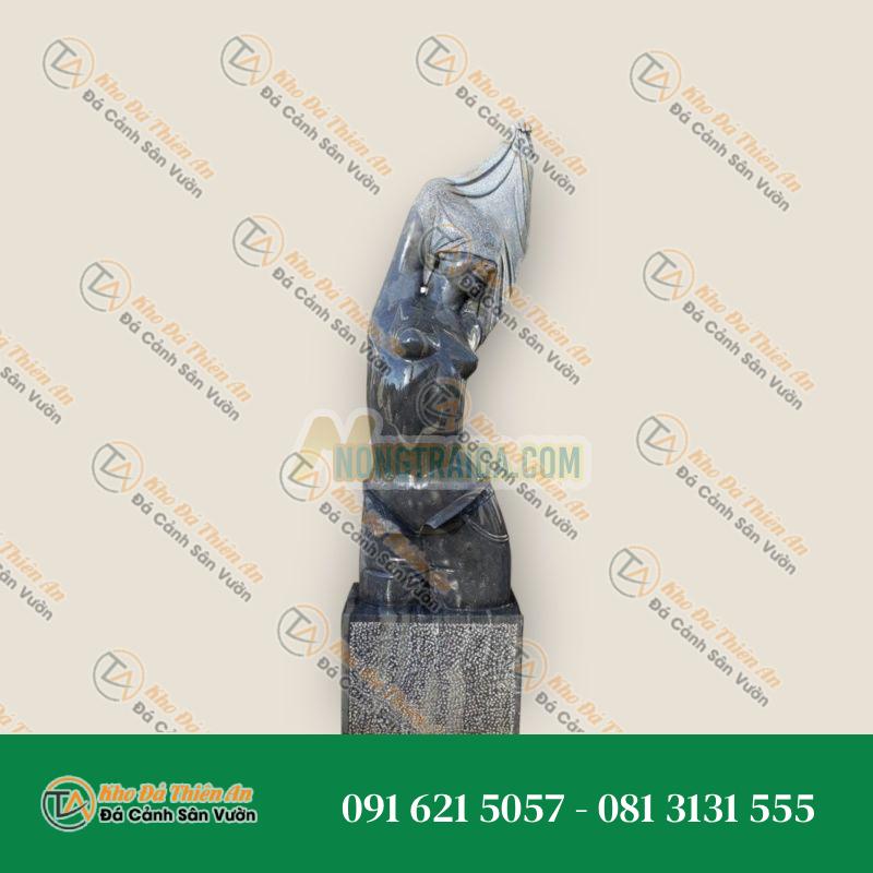 Tượng Bán Thân Phụ Nữ Hiện Đại Bằng Đá Cẩm Thạch Đen Bỉ – Phong Cách Những Năm 1990