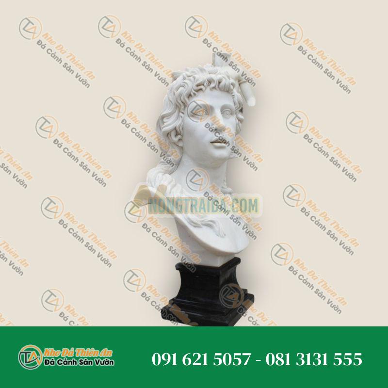 Tượng Bán Thân Phụ Nữ Cổ Điển Đá Carrara & Đế Đen 86x42x30cm – Kiệt Tác Nghệ Thuật – Khodathienan.com