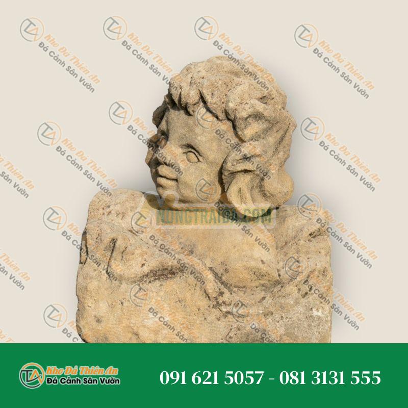 Tượng Bán Thân Trẻ Em Khắc Tay Tây Ban Nha Thế Kỷ 18 | Kích Thước 45x39x23cm