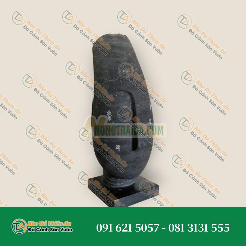 Tượng Bán Thân Trừu Tượng Hiện Đại Đá Cẩm Thạch Đen Bỉ – 58x26x20cm
