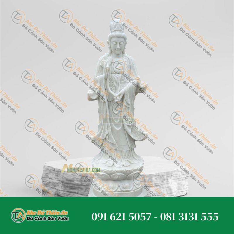 Tượng Bồ Tát Đại Thế Chí Đứng – Đá Cẩm Thạch Trắng 201cm | Khodathienan.com