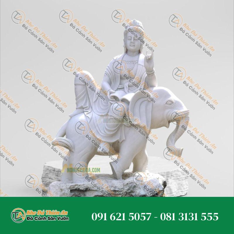 Tượng Bồ Tát Phổ Hiền – Đá Cẩm Thạch Trắng 138cm – Phong Cách Cổ Điển, Uy Nghi | Khodathienan.com