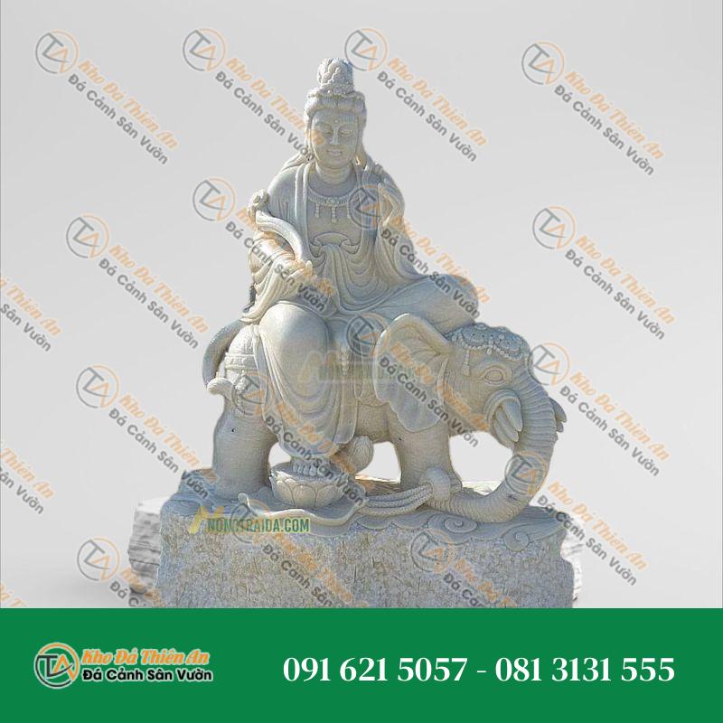 Tượng Bồ Tát Phổ Hiền – Đá Cẩm Thạch Trắng 157cm – Khodathienan.com
