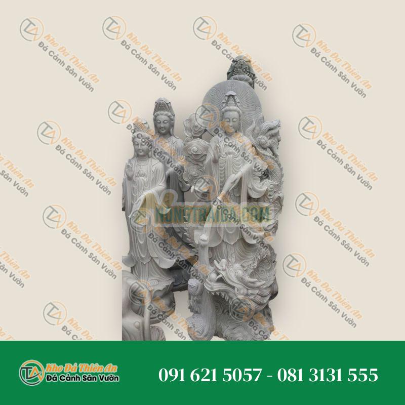 Tượng Quan Âm Đạp Rồng Đá Cẩm Thạch 200cm – Kiểu Dáng Hoành Tráng – Khodathienan.com