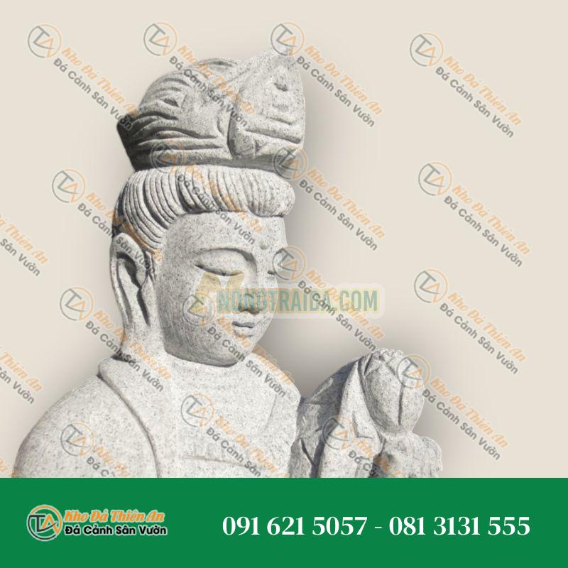 Tượng Bồ Tát Quán Thế Âm 2.0 Chân Có Đế – Tác Phẩm Điêu Khắc Đá Thần Thánh 93cm