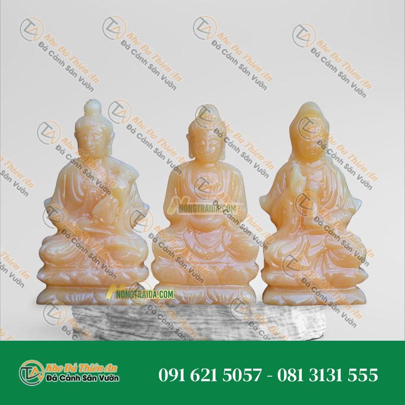 Tượng Bộ Tây Phương Tam Thánh Đứng – Đá Trắng Sứ 169cm – Khodathienan.com