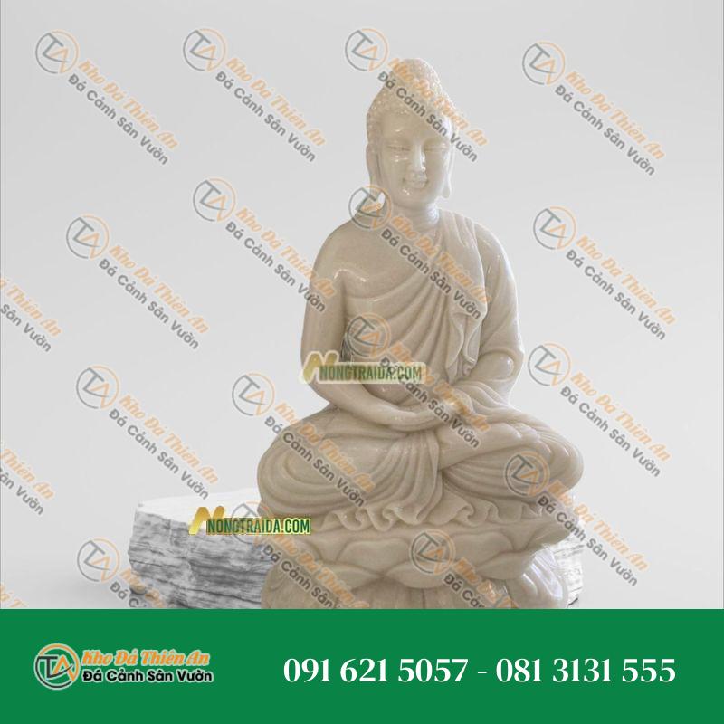 Tượng Bổn Sư Thích Ca Mâu Ni Phật Bằng Đá Trắng Muối 108cm – Tác Phẩm Điêu Khắc Tinh Xảo