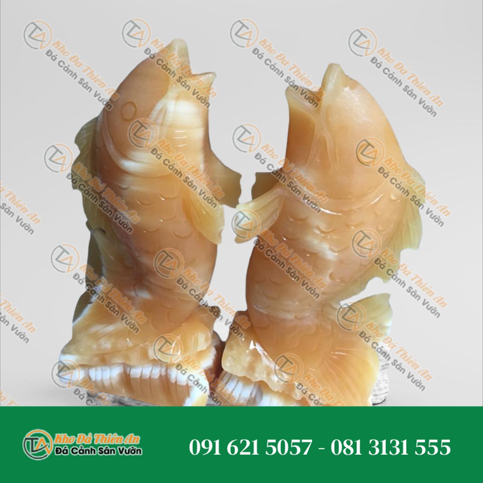 Tượng Cá Chép Vượt Vũ Môn Đá Ngọc Hoàng Long – Hút Tài, Thăng Tiến – Khodathienan.com