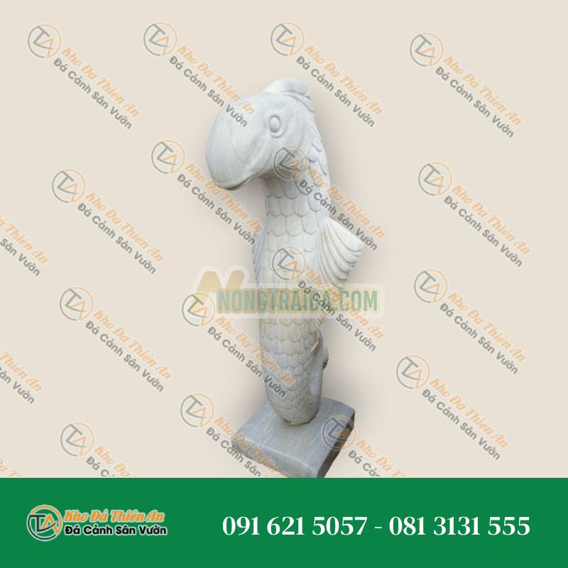 Tượng Cá Lớn Bằng Đá Cẩm Thạch Với Đế – Tượng Phong Thủy Trang Trí